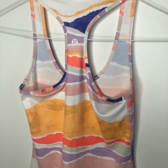 Lululemon Cool Racerback Beacher Stripe White Iris Flower - Picture 4 of 6
